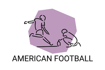 American football sport vector line icon. American football player. sport pictogram, vector illustration.