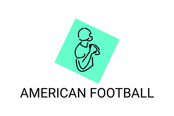 American football sport vector line icon. American football player. sport pictogram, vector illustration.