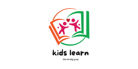 kids playground and kindergarten learning logo design 