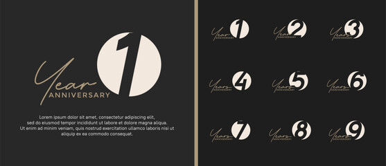 anniversary logo style set with brown color can be use for celebration moment