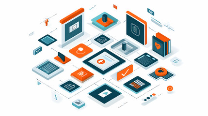 Obraz premium Isometric Connected Devices for Smart Healthcare System