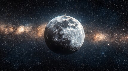 Fototapeta premium Astronomy themed moon observation, detailed close-up with surrounding star field, crisp and clear image