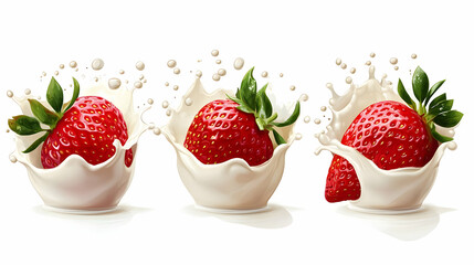 Strawberries Splashing in Milk