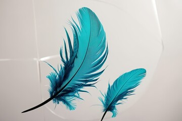 Vivid Aqua Wing Feather on Bright Clear Background