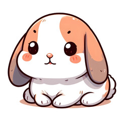 Fototapeta premium 흰 배경, 롭이어, 일러스트 (white background, lob bunny, illustration)