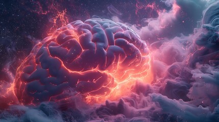 Obraz premium Vivid Neural Swirl: A Psychedelic Brain