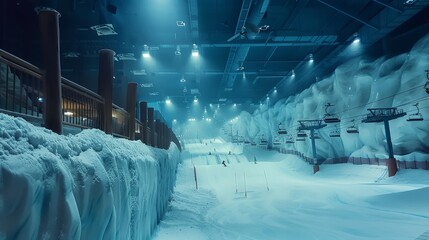A thrilling adventure at Ski Dubai in the Mall of the Emirates. The scene features indoor skiing, snowboarding