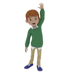 3D character child boy in various poses design illustration 3d rendering character