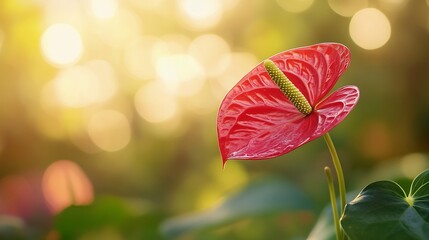 Red Anthurium Flower in Sunlight