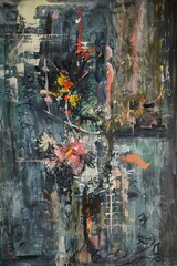 Obraz premium Abstract Dreamlike Surreal Painting with Soft Pastel Tones