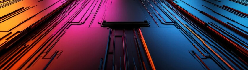 Fototapeta premium A neon-lit shopping arcade with holographic displays showing off Black Friday bargains cyber theme side view Capturing the vibrant shopping atmosphere futuristic tone vivid