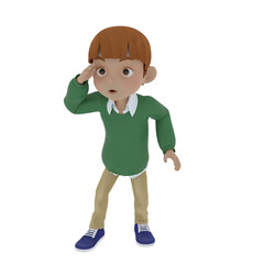 3D character child boy in various poses design illustration 3d rendering character