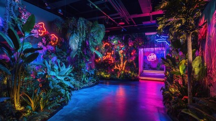 Fototapeta premium Neon Jungle Installation