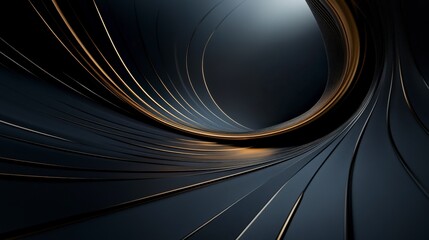 Abstract design featuring smooth curves and metallic accents in a dark environment.