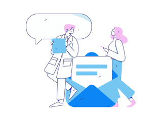 Doctor examines patient flat vector concept operation hand drawn illustration
