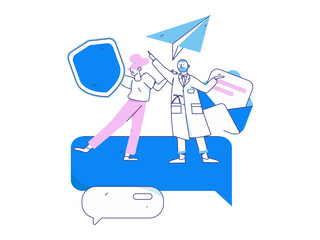 Doctor examines patient flat vector concept operation hand drawn illustration
