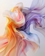 Fototapeta premium Abstract Flowing Fabric with Soft Multicolored Translucent Waves
