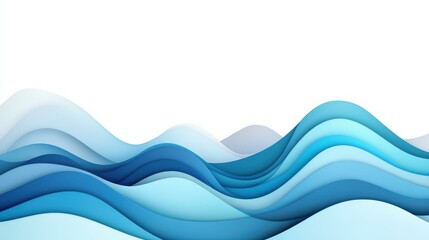 A modern blue wave flows smoothly on a white backdrop, creating a vibrant and dynamic abstract illustration.