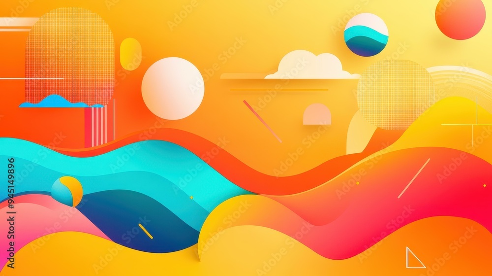 Poster bright and bold, this geometric multicolor gradient background adds a playful twist to any project w