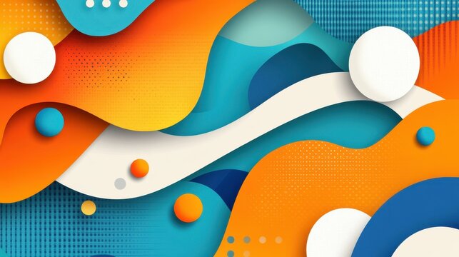 Vibrant abstract dots create a dynamic futuristic background, showcasing modern textures in a playful cartoon style.