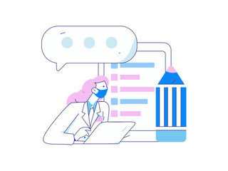 Doctor examines patient flat vector concept operation hand drawn illustration
