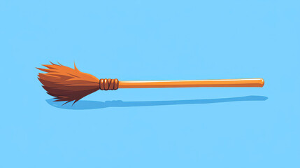 Playful cartoon broomstick design featuring flat illustration style with textured details, perfect for fun graphics and projects.