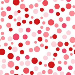 Vibrant pink and red confetti dots create a fun, playful pattern on a crisp white backdrop, ideal for party decor.