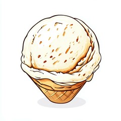Delight in a minimalistic vector scoop of ice cream, perfect for animations. Crisp and clean design on a white backdrop.