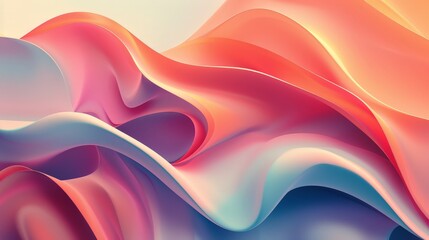 An abstract background with a focus on fluid shapes and blended colors. The scene features smooth curves and gentle gradients