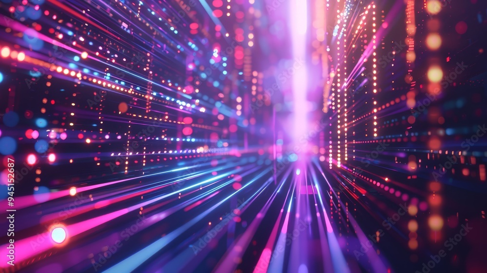 Poster an abstract background with a futuristic and digital theme. the scene includes sleek lines, glowing 