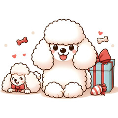 Naklejka premium 흰 배경, 푸들, 일러스트 (white background, poodle, illustration)