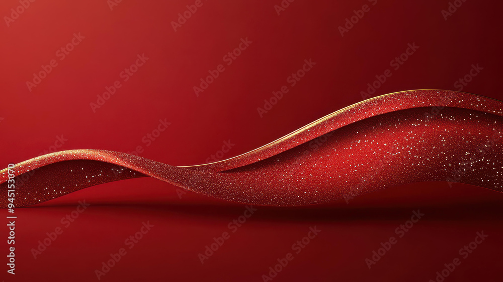 Aufkleber stunning 3d gold ribbon swirls on a rich red backdrop, creating a luxe feel with sparkles and ample 