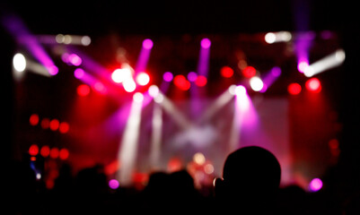 Bokeh of a stage at a concert. Abstract background
