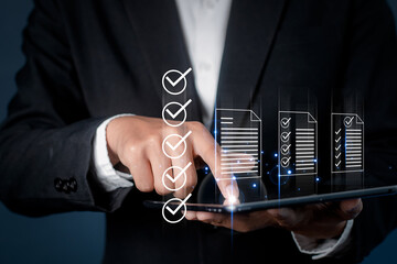 Document management concept.e-signing, digital document management, paperless office, signing...