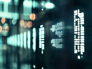 lose up of a stock ticker display showing fluctuat