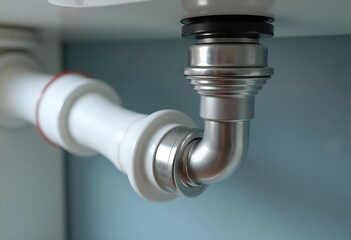 Closeup of a Sink Drain Pipe