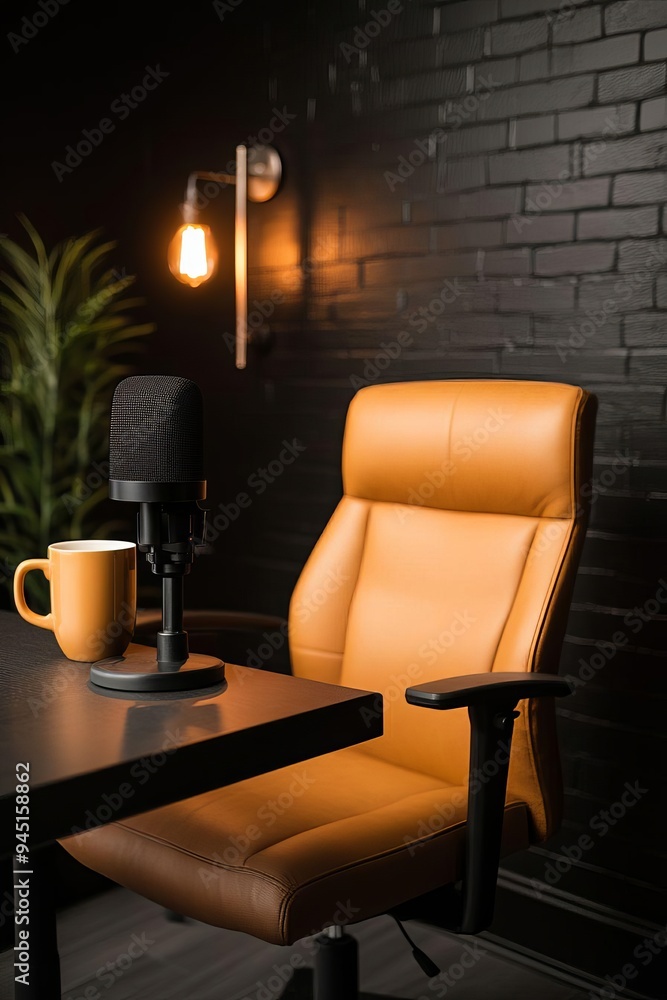 Poster dynamic visuals for a virtual podcast series engaging discussions in a modern setup