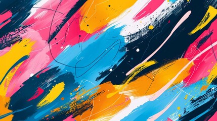 An energetic abstract background with bold brushstrokes and high-contrast colors.
