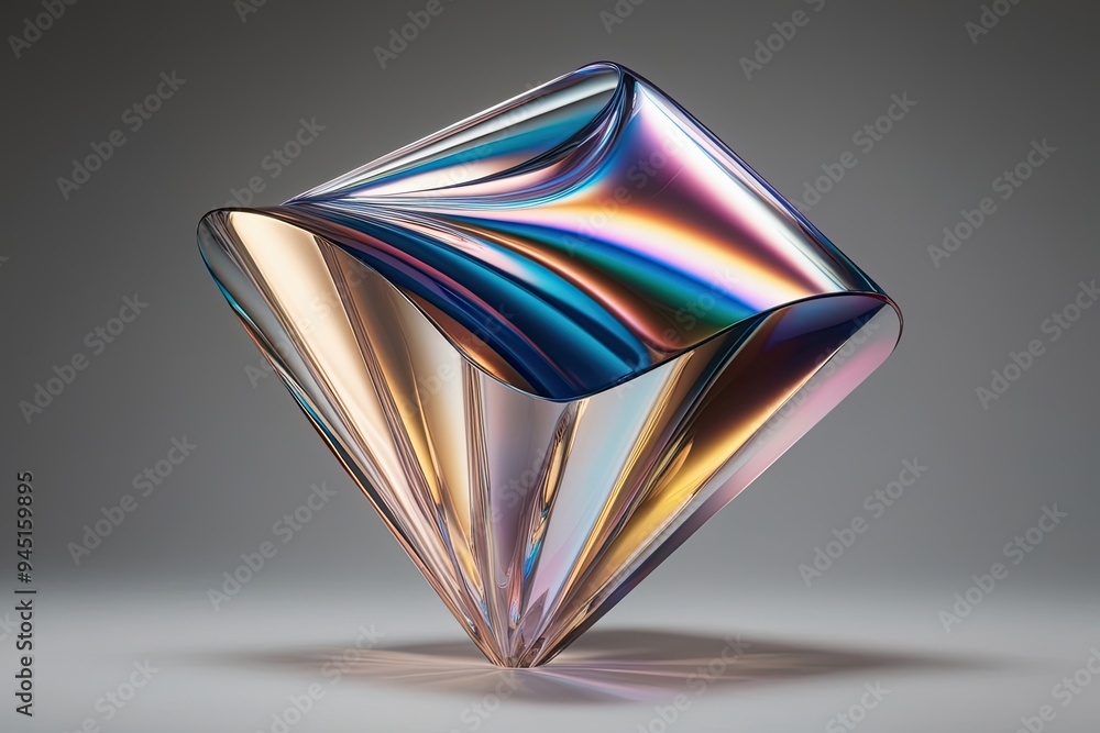 Poster three dimensional refraction with vibrant color spectrum and modern design