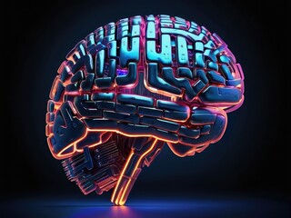 3d rendered medically accurate illustration of the human brain and a tumor,Human brain digital illustration. Electrical activity, flashes and lightning 