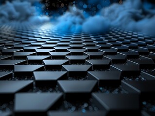 Obraz premium Futuristic Hexagonal Grid with Metallic and Digital Elements