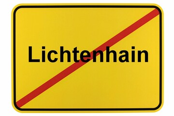 Illustration eines Ortsausgangsschildes von Lichtenhain in der Sächsischen Schweiz
