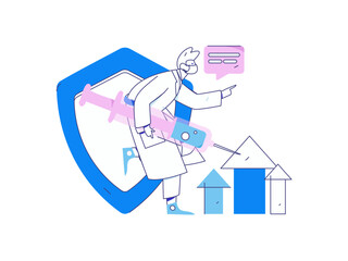 Doctor examines patient flat vector concept operation hand drawn illustration
