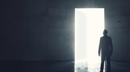 Fototapeta premium a CEO unlocking a door to a bright white light