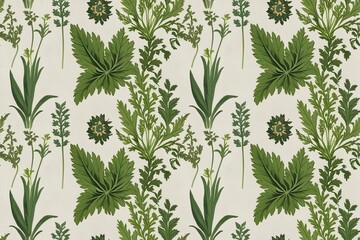 Seamless Artistic Herbaceous Wallpaper Design for Home Interior Decoration