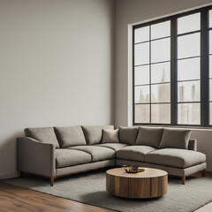 modern living room with lengthy sofa