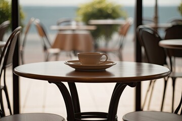 Cozy Handcrafted Caf� Table with Soft Background for a Relaxing Ambiance