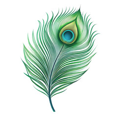 Obraz premium peacock leaf alone, silhouette, isolation only one peacock leaf on a transparent background 