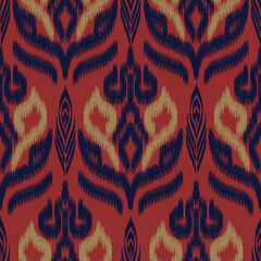 Ikat seamless pattern, geometric design, motif ethnic handmade, Ikat ethnic tribal, boho colors seamless wallpaper. Ethnic Ikat abstract background art, greeting cards, printing products.