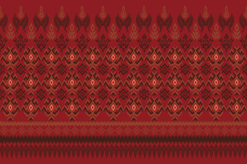 Ikat seamless pattern, geometric design, motif ethnic handmade, Ikat ethnic tribal, boho colors seamless wallpaper. Ethnic Ikat abstract background art, greeting cards, printing products.